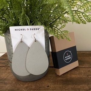 Nickel & Suede Large Sterling Leather Earrings
